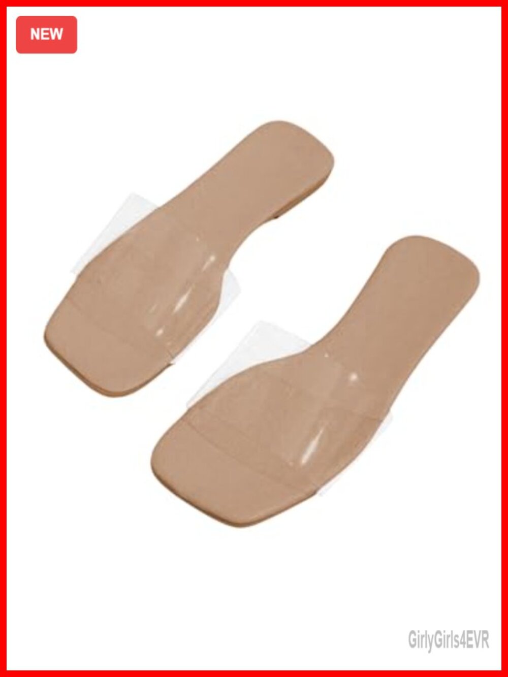 Clear Jelly Sandals for Women Flat Square Open Toe Slip On Slide Dressy Summer